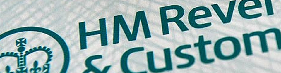 The HM Revenue & Customs royal crown logo sitting next to institution's name in branded shade of green.